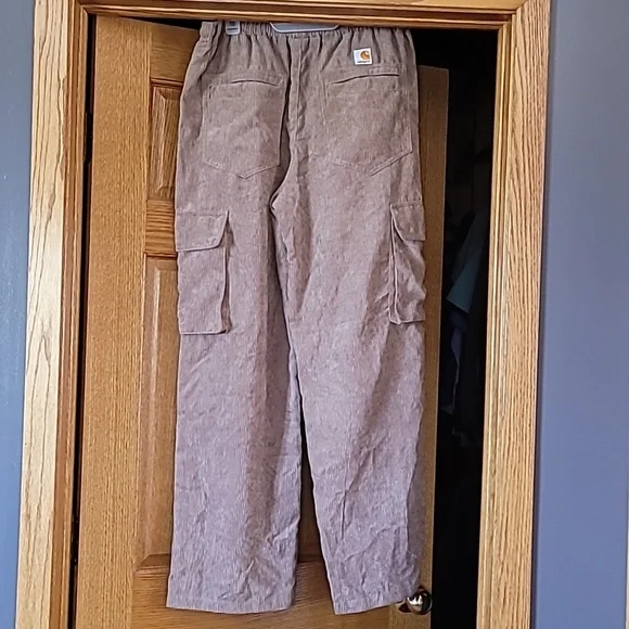 NWOT Carhartt Mens Corduroy Drawstring Cargo Pants Size Large, Tan - Picture 2 of 3